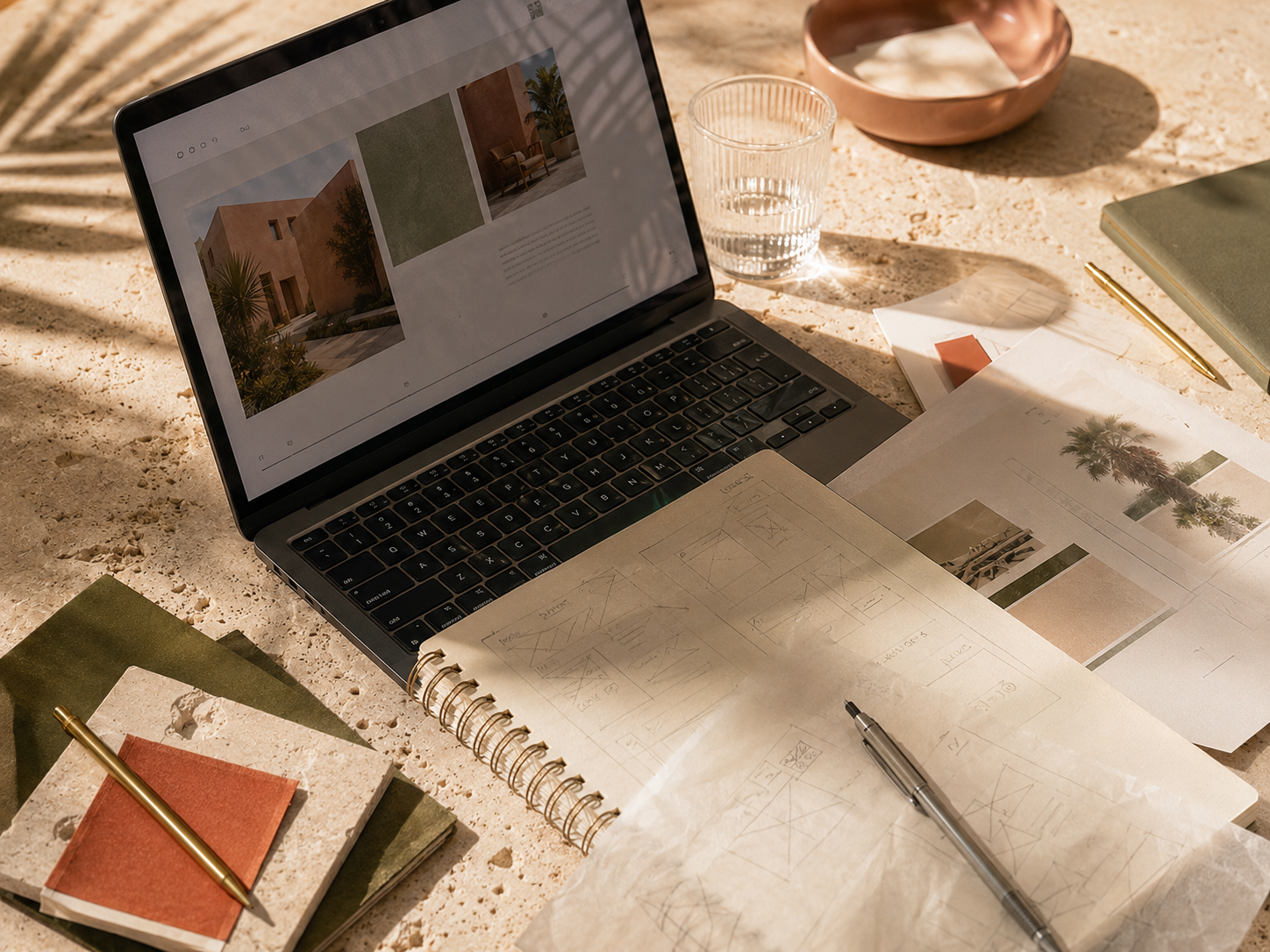 Workspace with digital design materials.