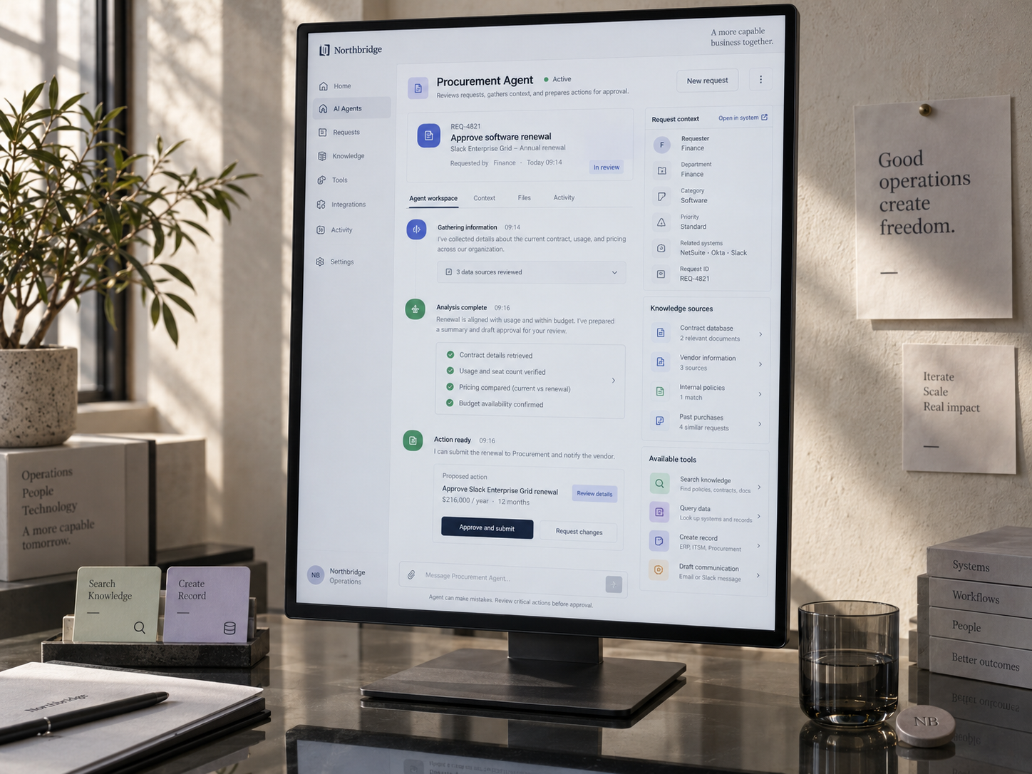 AI agent connected to professional data and tools.