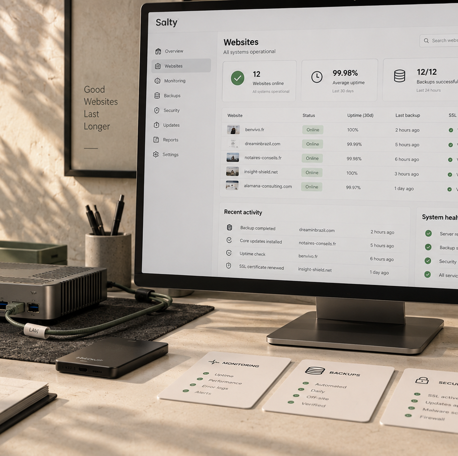 Monitoring, maintenance and technical follow-up for a digital product.