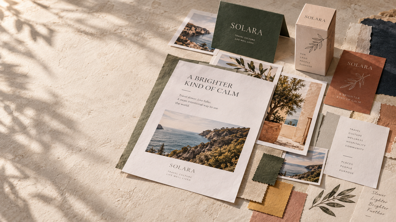 Editorial composition combining brand identity, digital content and creative materials.